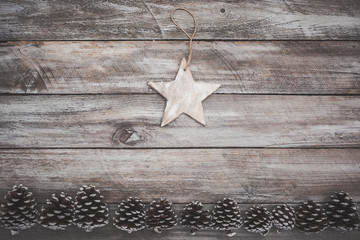 Above view of christmas star on decorated table