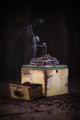 Freshly grinded aromatic roasted coffee