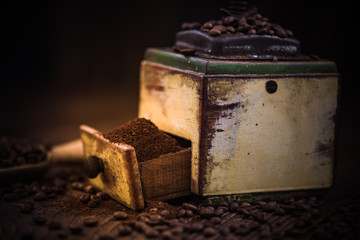 Fresh grinder coffee beans