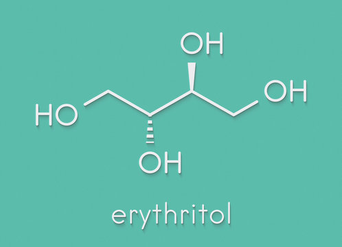 Erythritol non-caloric sweetener molecule. Skeletal formula.