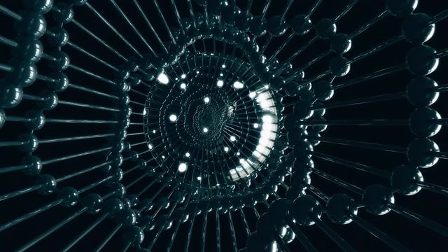 Abstract animation depicting an advanced medical treatment / research / cure. Futuristic view of advanced scientific technology. 