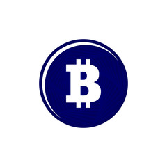 Illsutrated flat bitcoin symbol coin on a white background.