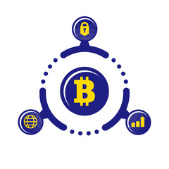 The advantages of cryptocurrency. Illustration in flat style. On white background.