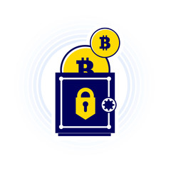 Bitcoin is kept safe. Trend illustration in a flat style for your design.
