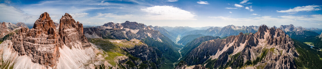 Panorama National Nature Park Tre Cime In the Dolomites Alps. Beautiful nature of Italy. - obrazy, fototapety, plakaty