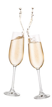 two glasses of champagne with splash