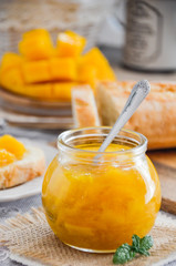 Mango jam in the jar