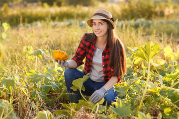 woman gardener with squash