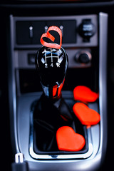manual gearbox in the car with heart