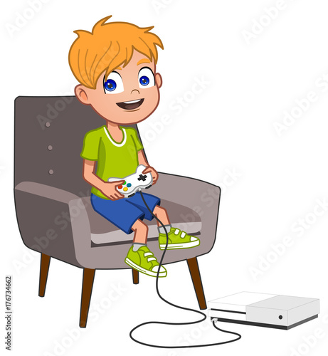 "Boy Playing Video Game On Couch" Stock Image And Royalty-free Vector ...