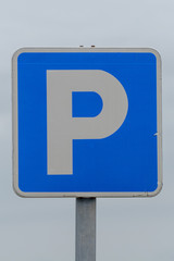 road sign parking close-up