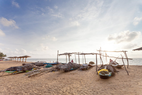 Fishing boats; Marawila Beach, Sri Lanka