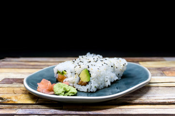 Japanese food Sushi Roll Maki of Salmon and avocado