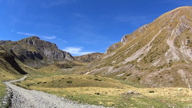 Landscape of Macedonian mountains near Labunishta on sunny day, Macedonia