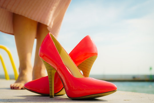 Red high heel classic shoes outdoor © Voyagerix