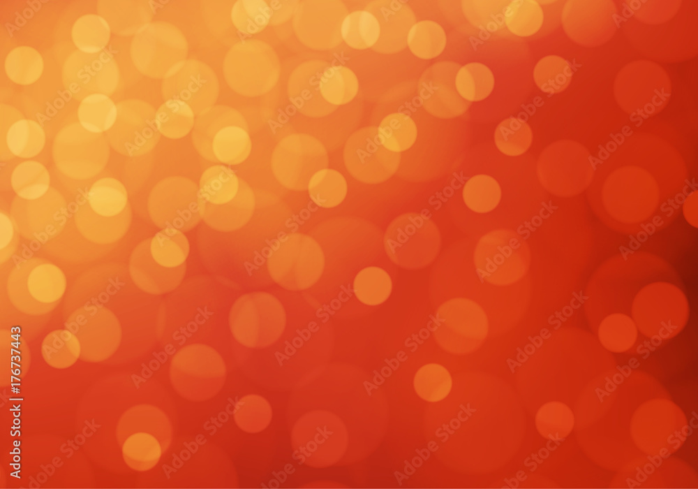 Poster abstract yellow light bokeh on red background vector illustration.