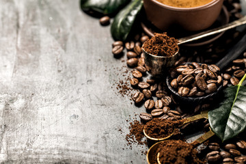 Roasted whole and grained coffee