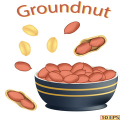 Peanuts isolated on white background. Groundnuts. Icon of peanut. Vector illustration.