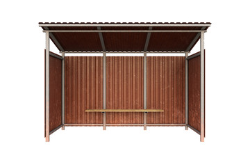 Metal bus stop isolated on white background. 3D render.