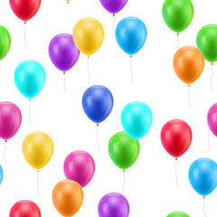 Multicolored balloons seamless pattern. Multicolored balloons on a white background for designers and illustrators. A lot of gasbags as a vector illustration