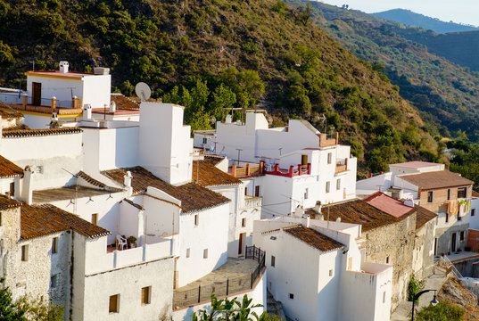 Salares, Axarquia, Spain. October 3rd 2017. Traditional pueblo blanco village with arab architecture in Andalucia.
