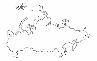 Russia map outline graphic freehand drawing on white background. Vector illustration