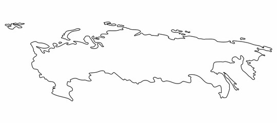 Russia map outline graphic freehand drawing on white background. Vector illustration
