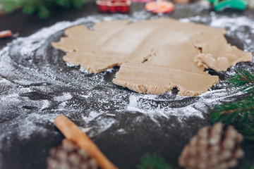 making ginger pastry, cookie cutters