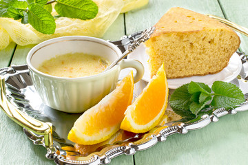 Orange pie and delicate orange dessert