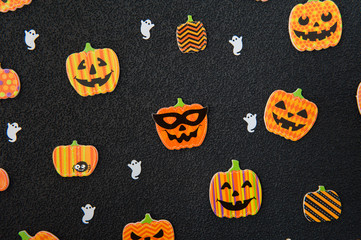 Halloween - pumpkins, on a dark background 