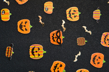 Halloween - pumpkins, on a dark background 