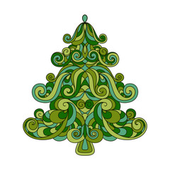 Christmas tree. Mandala.