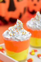 candy corn puddings for Halloween party