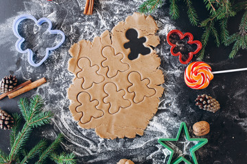 making ginger pastry, cookie cutters