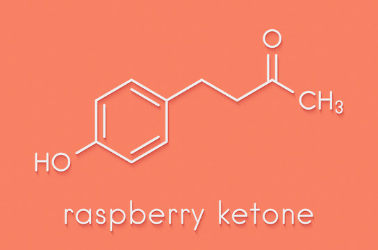 Raspberry Ketone Molecule. Primary Aroma Compound Of Raspberries. Used As Food Additive And In Nutritional Supplements. Skeletal Formula.