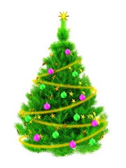 3d neon green Christmas tree