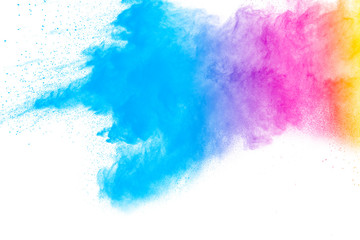 Fototapeta premium abstract multicolored powder splatted on white background