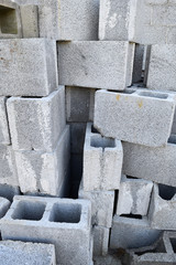 A stack of grey cement blocks. Suitable to be used like a background.