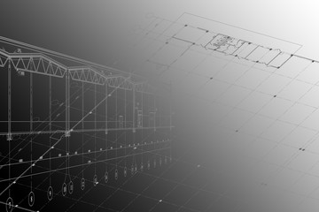 Background -architectural drawing of industrial building