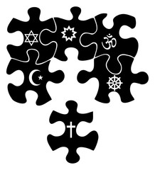 Puzzle with signs of religion