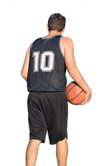 Basketball player seen from behind