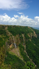 Nohsngithiang (seven sisters) waterfalls in Shillong, India