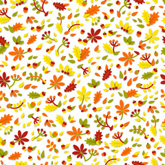 Seamless pattern with autumn cute elements.