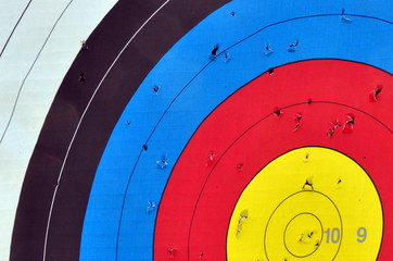 Farbige Zielauflage mit Ringwertung beim Bogenschießen 