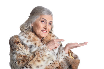 Senior woman in fur 