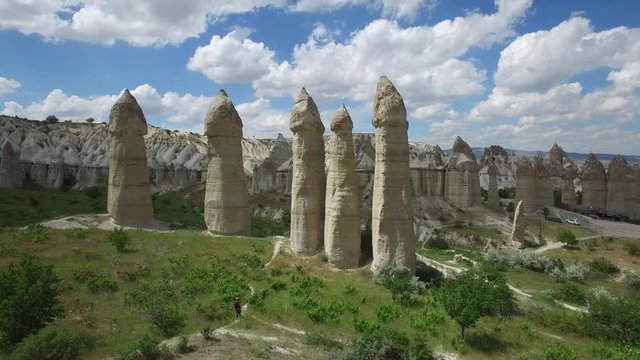 Love valley near the Goreme. Cappadocia, Turkey. Aerial view