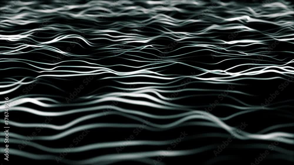 Poster digital wave particles form for digital background.seamless loop