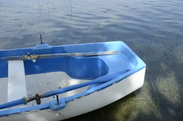 Row boat on lake Banyoles, Girona, Spain