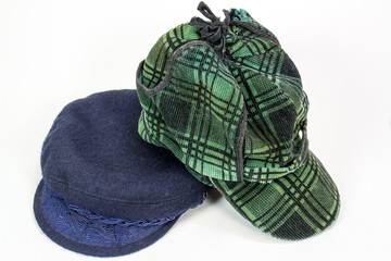 Green and blue men's hats