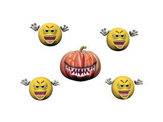Happy Halloween Smiling Emoticon - 3d rendering